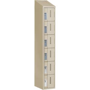 Concorde™ Heavy-Duty Lockers - 6, 1, 2, 3, 12", 18", 78", 10", 10", Beige, Steel, Slope, Welded (Assembled), Non-Perforated, 18", 12"L x 18"D x 78"H