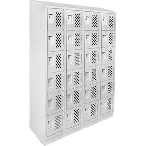Assembled Clean Line™ Perforated Economy Lockers - 6, 4, 18", 72", 12", Grey, Steel, Slope, Recessed, Rivet (Assembled), 24 gauge, 20 gauge, 16 gauge, 24 gauge