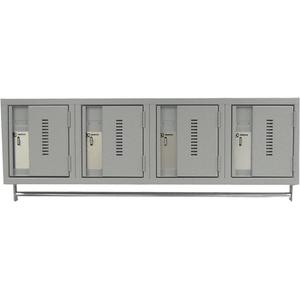 Wall Hung Lockers - Heavy Duty - 1, 4, 18", 12", 12", Grey, Steel, Welded (Assembled)