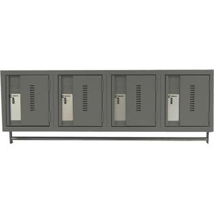 Wall Hung Lockers - Heavy Duty - 1, 4, 18", 12", 12", Charcoal, Steel, Welded (Assembled)