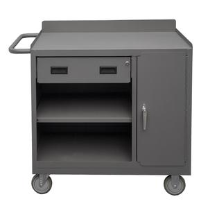 Mobile Workbench Cabinet - Steel, Shelf, Drawer & Cabinet, 36"W x 18"D x 38-3/8"H, 11-18"W x 18"D x 24-1/4"H, 20-7/16"W x 14-11/16"D x 5-7/8"H