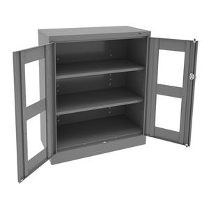 C-Thru Counter High Cabinet - 42", 36", 18", 2, Medium Grey, Steel, 200 lbs., 24 ga., 20 ga., 22 ga., 3 leaf hinges per door