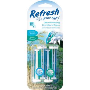 Dual Vent Scent Sticks - Vent Stick, Alpine & Summer Breeze, New Car & Cool Breeze, Strawberry & Cool Lemonade, Package, 4