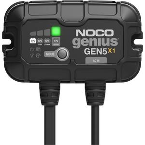 Genius® Gen5X1 1-Bank, 5-Amp On-Board Battery Charger - (1) GEN5X1 On-Board Battery Charger; (2) Self-Tapping Screws; (1) User Guide & Warranty Information, 120V to 240V AC, 50Hz to 60Hz
