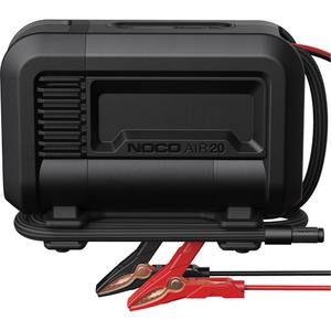 20A Portable Air Compressor - Electric, AIR20 20-Amp Portable Air Compressor with 3-Foot Braided Inflation Hose & a 20-Foot Power Cord with Battery Clamps; Adapters (Presta Valve, Needle, and Inflatable Toy); Microfiber Storage Bag