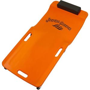 Neon Orange Low Profile Plastic Creeper - Fixed, 6, 300 lbs., 38", 17-1/2", Neon Orange Creeper; 2" Pop-in Wheel; 2" Pop-in Wheel for Plastic Creepers 6 Pack; Replacement Headrest, 4"