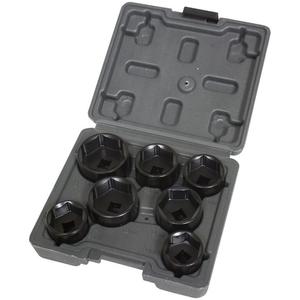 7-Piece Low Profile Filter Socket Set - 25mm Fleetguard Filter on Motorhomes/Buses & some Medium Size Trucks with Cummins Engine; 28mm 2010-Current 6.7L Dodge Cummins Fuel Filter Canister; 24mm