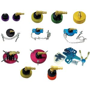 BrakeVac™ Standard Adapter Kit - MotorVac #066-6000 (2-piece, 3 Tabs, Expandable O-Rings); MotorVac #066-6002 (3 Tab Twist On With Expandable O-Ring BA-03); MotorVac #066-6003 (3 Tab Twist On With Expandable O-Ring BA-04); MotorVac #066-6004 (Threaded Screw Cap); MotorVac #066-6005 (Universal Round Adapter With Chain Tension Hold Down); MotorVac #066-6006 (Expandable O-Ring With Hold Down Chain 2.91" Diameter); MotorVac #066-6007 (Expandable O-Ring With Hold Down Chain 2.11" - 2.17" Diameter); MotorVac #066-6008 (Expandable O-Ring With Adjustable Hold Down Tabs 1.69" Diameter); MotorVac #066-6009 (Expandable O-Ring With Adjustable Hold Down Tabs 2.75" Diameter); MotorVac #066-6010 (Twin Cylinders With Rubber Cones Connected Together With Common Hose); MotorVac #066-6012 (Twist On 2 Tab With Expandable O-Ring); MotorVac #066-6013 (Twist On 2 Tab With Expandable O-Ring - Nissan Altima