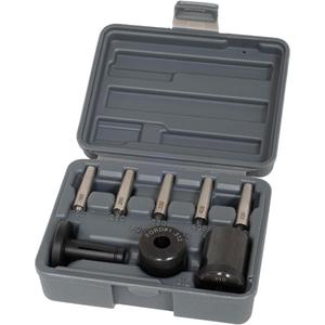 8-Piece Injector Seal Installer Kit - 34630 Seal Pusher; 34640 Injector Seal Resizer for Ford, .312; 34650 Injector Seal Resizer, .310; 34670 Seal Stretcher .160, 7.5mm; 34680 Seal Stretcher .250, 7.5mm; 34690 Seal Stretcher .330