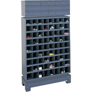 Modular Small Parts Storage Unit - 58-5/8", 33-3/4", 12-1/4", Grey, Steel, 18, 33-3/4"W x 11-5/8"D x 10-7/8"H, 33-3/4"W x 12"D x 42"H, 33-3/4"W x 12-1/4"D x 5-3/4"H