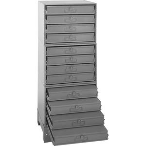 Modular Compartment Drawer Box Rack - 60-1/8", 20-3/8", 16", Grey, Steel, 12, 20"W x 15-3/4"D x 15"H, 18"W x 12"D x 3"H, 20-9/16"W x 16-1/8"D x 15"H