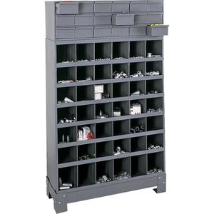 Modular Small Parts Storage Unit - 58-5/8", 33-3/4", 12-1/4", Grey, Steel, 18, 33-3/4"W x 11-5/8"D x 10-7/8"H, 33-3/4"W x 12"D x 42"H, 33-3/4"W x 12-1/4"D x 5-3/4"H