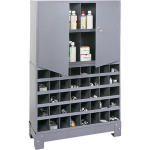 Modular Small Parts Storage Unit - 53-1/2", 33-3/4", 12-1/4", Grey, Steel, 0, 33-3/4"W x 12"D x 23-7/8"H, 33-3/4"W x 12"D x 23-7/8"H, 33-3/4"W x 12-1/4"D x 5-3/4"H
