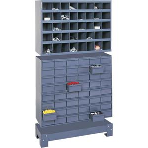 Modular Small Parts Storage Unit - 58-3/8", 33-3/4", 12-1/4", Grey, Steel, 48, 33-3/4"W x 12"D x 23-7/8"H, 33-3/4"W x 11-5/8"D x 14-3/8"H, 33-3/4"W x 12-1/4"D x 5-3/4"H