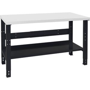 Industrial Duty Workbench - 1000 lbs., Shelf, 34", 60", 24", 1-3/4", 1 Year Limited, Black