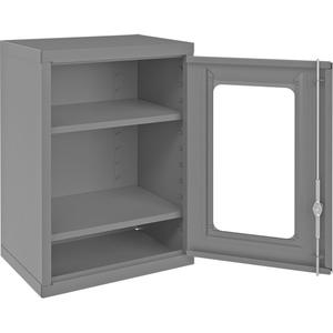Wall-Mountable Storage Cabinet with Clearview Doors - 26-15/16", 18-1/8", 13-11/16", 2, Grey, Steel, 150 lbs., Welded (Assembled), 18, 17-3/4" W x 12" D, Keyed Handle, Adjustable