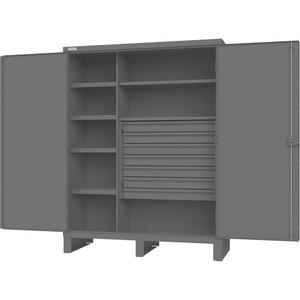 Wardrobe Cabinet with Standard Recessed Doors - 78", 60", 24", 4, Grey, Steel, 1200 lbs./300 lbs., Welded (Assembled), 12, (1) Fixed 18" x 19-3/16" and (2) Adjustable 39-9/16" x 15-7/8", 7