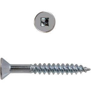 Flat Head Square Drive Wood Screws - #8, 2-1/2", Zinc Plated, 2500, Steel, 5/64"