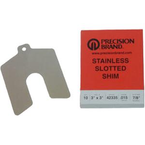 Slotted Shim Assortments - 2", 2", 0.001"- 0.125", Stainless Steel, 3/4"