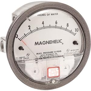 Magnehelic® Gauges - 4", 0 - 0.50 in. w.c., Back Mount, Analogue, 500 to 2800 FPM, These ranges calibrated vertical scale position, '-20" Hg to 15 PSIG