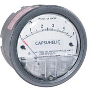 4000 Series Capsuhelic® Differential Pressure Gauge - 4", 0 - 0.5 kPa, Panel Mount, Analogue, Aluminum, ±3% of Full Scale at 70°F (21.1°C), '-20" Hg to 500 psig, 20 to 200°F (-6.67 to 93.3°C)