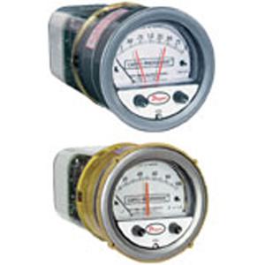 43000 Series Capsu-Photohelic® Pressure Switch/Gauge - 5", 0 - 30 in. w.c., Panel Mount, Analogue, Aluminum, ±3% of Full Scale at 70°F (21.1°C), '-20" Hg to 500 psig, 20 to 200°F (-6.67 to 93.3°C)