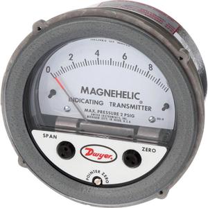 605 Series Magnehelic® Differential Pressure Gauge & Indicating Transmitter - 4", 0 - 10 in. w.c., Panel Mount, Analogue, 2 psi, '+/-2%, ±1% F.S./yr., 2 psi (13.79 kPa)