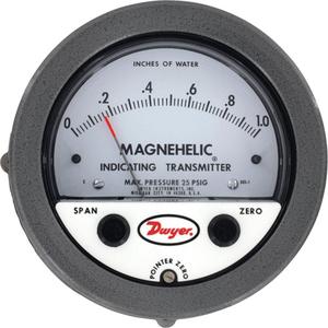 605 Series Magnehelic® Differential Pressure Gauge & Indicating Transmitter - 4", 0 - 0.25 kPa, Panel Mount, Analogue, 25 psi, '+/-2%, ±1% F.S./yr.