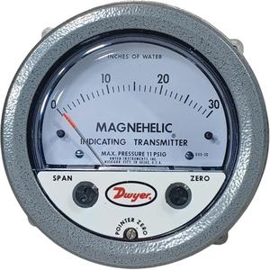 605 Series Magnehelic® Differential Pressure Gauge & Indicating Transmitter - 4", 0 - 30 in. w.c., Panel Mount, Analogue, 11 psi, '+/-2%, ±1% F.S./yr.