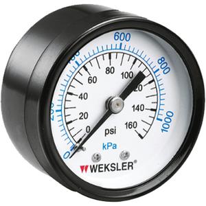 Dry Pressure Gauge - 1-1/2", 0 - 160 psi, Back Mount, Analogue, 1/8" NPT