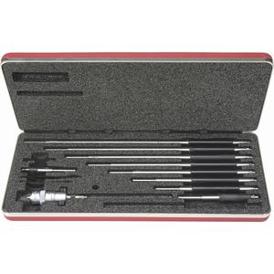 Solid-Rod Inside Micrometers - 2" - 12", 0.001", 50546, 10, One 1/2" Gauge, With Case