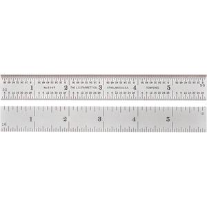 Full-Flexible Rule - 6", 1/2", 1/16"/1/64"/1/8"/1/32", Steel, Satin Chrome, 1/64", 4R