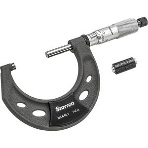 Outside Micrometer - 1" - 2", With Ratchet Stop, Satin Chrome, 0.0001", Carbide, Flat