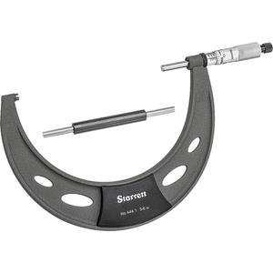 Outside Micrometer - 5" - 6", With Ratchet Stop, Satin Chrome, 0.0001", Carbide, Flat