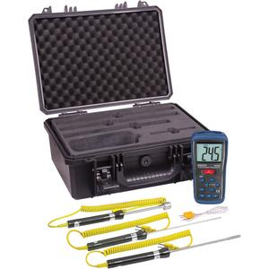 Thermocouple Thermometer Kit - Single Input, Thermocouple Type K, Digital, '-58-2000°F (-50-1300°C), '-58°F to 32°F: ±4°F, 32°F to 2000°F: ±(0.5% rdg+2°F), -50°C - 0°C: ±2°C, 0°C to 1000°C: ±(0.5% rdg+1°C)