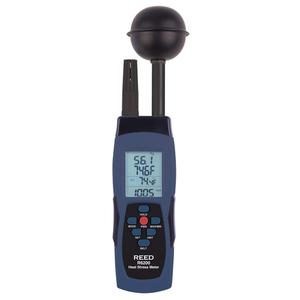 Wet-Bulb Globe Temperature (WBGT) Heat Stress Meter - 0 to 50°C (32 to 122°F), 15° - 59°C (59° - 138.2°F), 0% - 99.9% RH, 4 x AAA Batteries, Optional AC Adapter, CE, RoHS, 32 to 122°F (0 to 50°C)