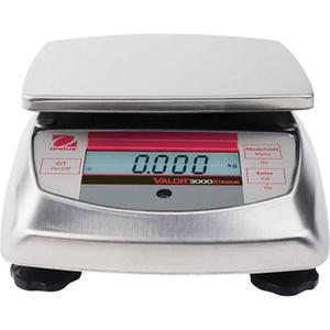 V31XW301 Valor® 3000 Xtreme Washdown Portable Scale - 0.66 lbs., 0.0005 lbs., 6.2" L x 5.8" W, Not Legal for Trade, AC Adapter (Included) or 4 C Batteries (Not Included)