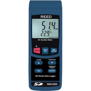 Data Logging Indoor Air Quality Meter - 0 - 1000 ppm, 32°- 122° F ( 0° - 50° C ), 5% - 95% RH, <18% O₂, 4-Digit Dual LCD, 6 AA Batteries, AC Adapter (Not Included), CE