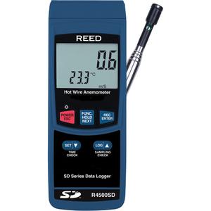 Thermo-Anemometer - 0.2 to 25 m/s, Data Logging, 0.7 to 72 km/h, 0.5 to 44.7 mph, 40 to 3940 fpm, 0.4 to 38.8 knots, '-50 to 1200°C, '-50 to 1300°C