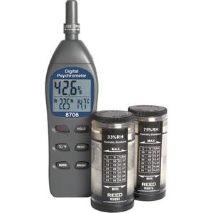 Psychrometer Kit with Calibration Standards - Digital, 0% - 100% RH, 4-Channel, Thermocouple, 2-Channel RTD