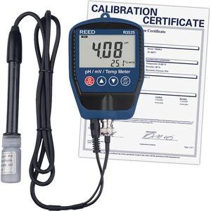 pH/mV Meter with Temperature with ISO Certificate - Hand Held, 0 - 14 pH, Not Data Logging, ±(0.01pH +1 dgt.), ±(2mV +1 dgt.), 0.01pH, 0.1/1mV, ±0.4°F (0.2°C) +1 dgt., 0.1°F (0.1°C)