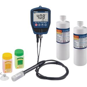 pH/mV Meter with Buffer Solution Kit - Hand Held, 0 - 14 pH, Not Data Logging, ±(0.01pH +1 dgt.), ±(2mV +1 dgt.), 0.01pH, 0.1/1mV, ±0.4°F (0.2°C) +1 dgt., 32 to 230°F (0 to 110°C)