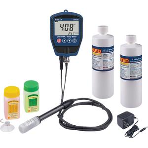 pH/mV Meter with Buffer Solution & Power Adapter Kit - Hand Held, 0 - 14 pH, Not Data Logging, ±(0.01pH +1 dgt.), ±(2mV +1 dgt.), 0.01pH, 0.1/1mV, ±0.4°F (0.2°C) +1 dgt., 32 to 230°F (0 to 110°C)