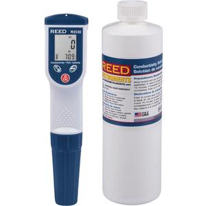 Conductivity/TDS/Salinity Meter & Solution Kit - Hand Held, Digital, 0 - 2000µS/2 mS/cm - 20 mS/cm, 1µS/0.01mS, ±2%FS, 0 to 1000ppm, 1 to 12ppt, ±2%FS, ±2%FS