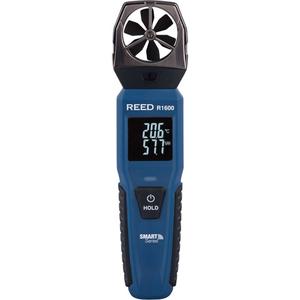 Bluetooth Smart Series Vane Anemometer - 0.6 - 25 m/sec/118 - 4921 ft./min/2.1 - 90 Km/hr/1.3 - 55.9 Mph, Data Logging, (1) Vane Anemometer; (4) AAA Batteries; (1) Protective Cap, '-4 to 140°F (-20 to 60°C)