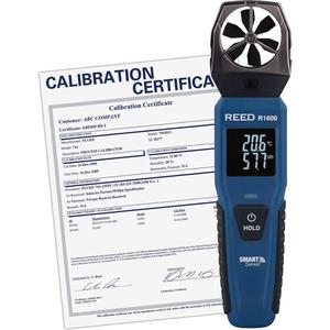 Bluetooth Smart Series Vane Anemometer with ISO Certificate - 0.6 - 25 m/sec/118 - 4921 ft./min/2.1 - 90 Km/hr/1.3 - 55.9 Mph, Data Logging, (1) Vane Anemometer; (4) AAA Batteries; (1) Protective Cap; (1) ISO Certificate with full Data and Uncertainties