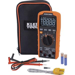 Digital Multimeter - AC/DC, AC/DC, Digital Multimeter; Carrying Pouch; Test Leads; Thermocouple with Adapter; Batteries, ABS, Electrical Components, (2) AAA, 6.6' (2 m)