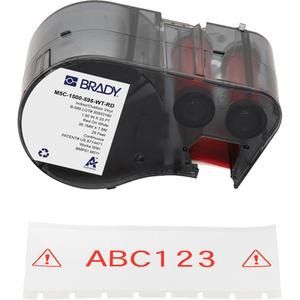 All-Weather Labels - Vinyl, Red on White, 1.5", M511, RoHS Compliant to 2011/65/EU (Pass 2015/863), 38,10 mm W x 7,62 m L