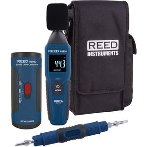 R1620 Smart Series Sound Level Meter Kit - A/C, 30 - 130 dB, Data Logging, (4) AAA Batteries; (1) Windshield Ball; (1) R1620 Sound Level Meter; (1) R8090 Sound Level Calibrator; (1) R1300 Precision Screwdriver; (1) CA-05A Medium Soft Carrying Case