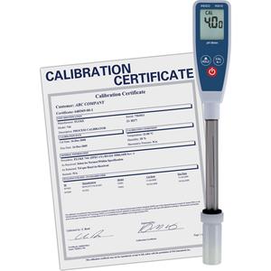 Long Stem pH Meter with Traceable Certificate - 0 - 14 pH, Data Logging, '+/-0.2 pH, 0.01 pH, Ceramic, Round